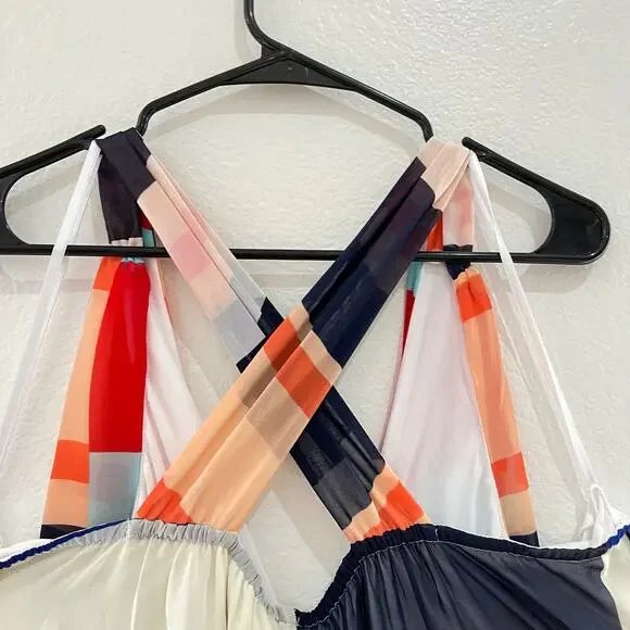 NWT Lane Bryant Cascade Striped Maxi Dress Chiffon Multicolor Cross Back Size 24 - Picture 9 of 14